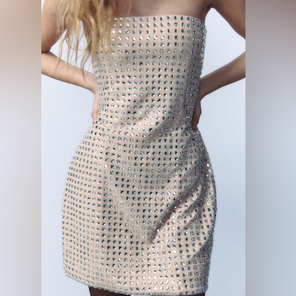 ZARA STRAPLESS SHIMMER DRESS NWT